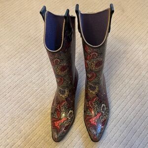 Paisley Patterned Women's Rain  Boots